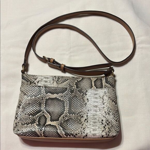Anne Klein python crossbody bag like new.  Grey, cream & tan - Picture 1 of 14